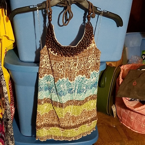 Almost Famous Halter Top Beaded Bodice - Picture 1 of 6